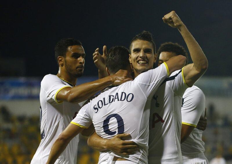 Roberto Soldado, centre, and Erik Lamela, right, were two of the 'magnificent seven' Spurs signed from the proceeds of Gareth Bale's sale to Real Madrid in 2013.