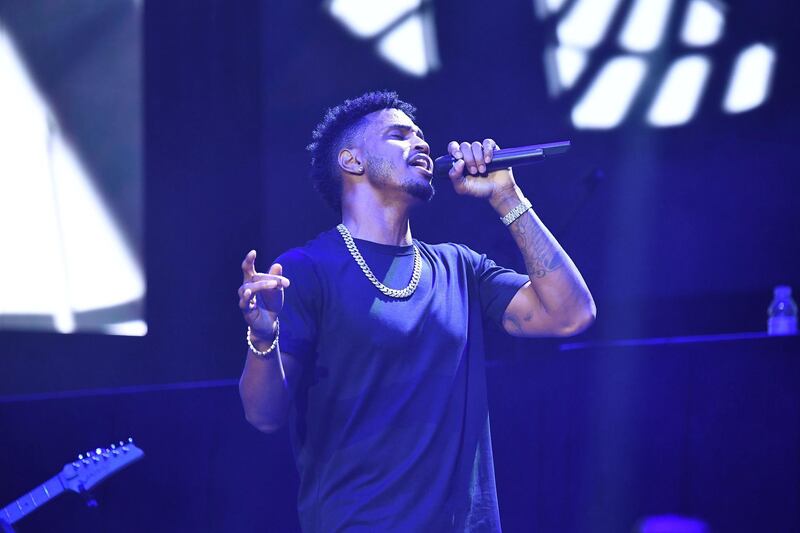 ATLANTA, GEORGIA - DECEMBER 15:   Singer Trey Songz performs onstage during 2018 V-103 Winterfest at State Farm Arena on December 15, 2018 in Atlanta, Georgia. (Photo by Paras Griffin/Getty Images)