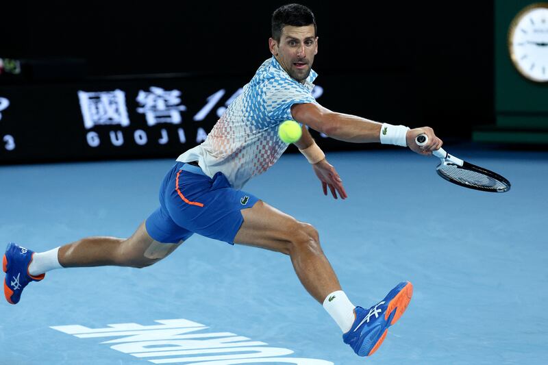 Serbia's Novak Djokovic hits a return. AFP