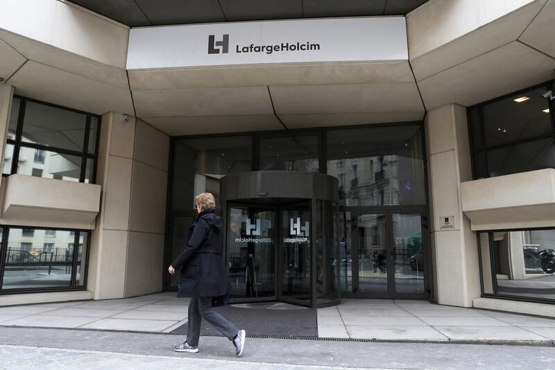 The Paris headquarters of the French-Swiss cement maker LafargeHolcim, which is facing questions over its operations in Syria amid a civil war that broke out in 2011. Thomas Samson / AFP / March 9, 2017 