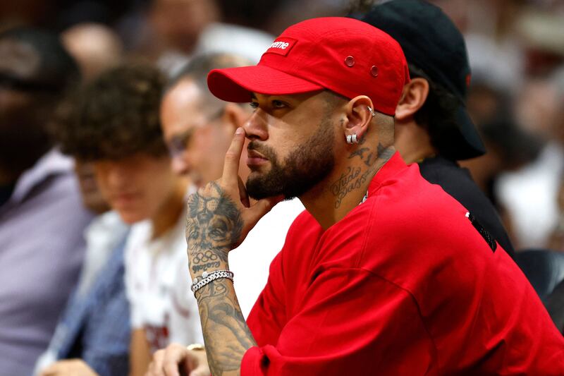 Neymar is seen in attendance during Game Four of the 2023 NBA Finals between the Denver Nuggets and the Miami Heat at Kaseya Center on June 09, 2023 in Miami, Florida. AFP