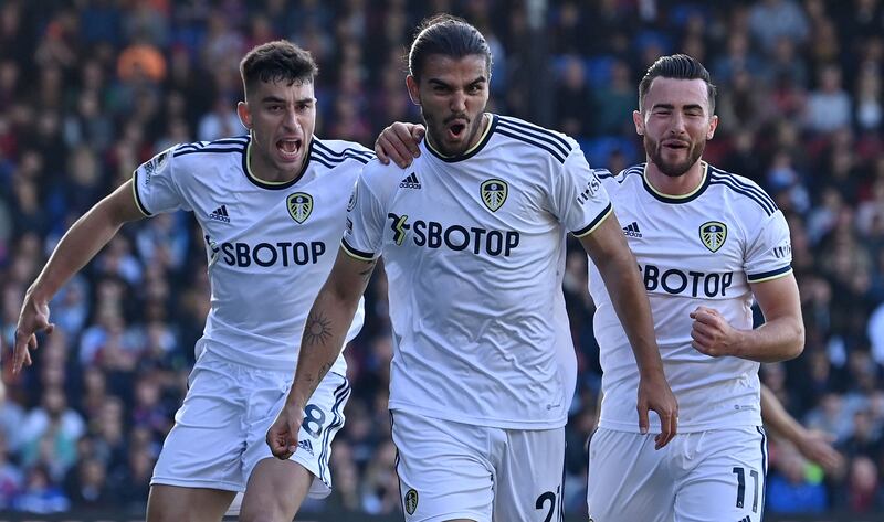 Leeds defender Pascal Struijk celebrates scoring the opening goal. AFP