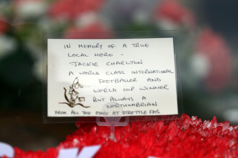 Floral tributes and messages of condolence for British football legend Jack Charlton. AFP