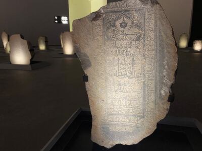 Curator Julian Raby says the tombstones offer 'tangible evidence of the way in which Hajj brought people from all over the place'. Hareth Al Bustani / The National