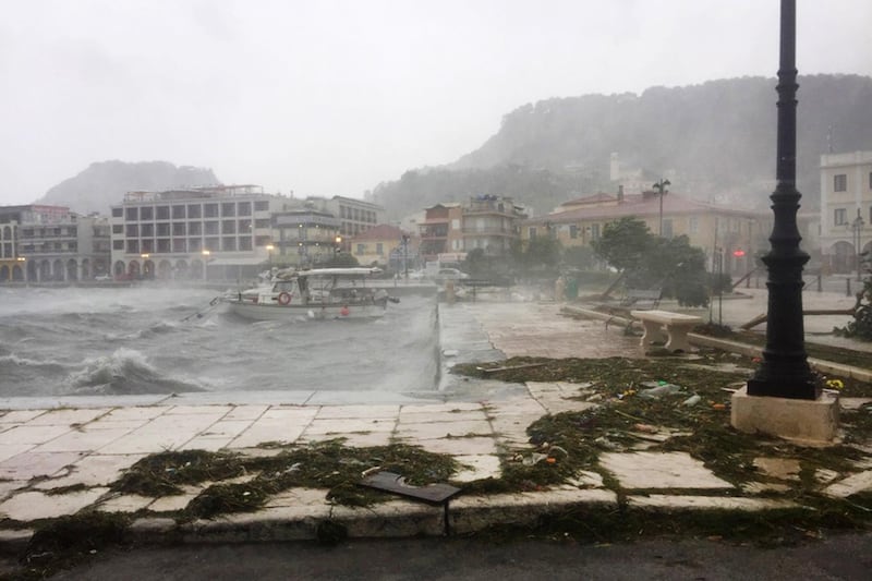 A view of boats during Medicane (Mediterranean hurricane) Ianos on Zakynthos island, Greece. A rare hurricane-like cyclone in the eastern Mediterranean, a so-called 'Medicane', named Ianos is forecasted to make landfall in Kefalonia, Ithaca and Zakynthos with winds reaching hurricane-force Category 1.  EPA
