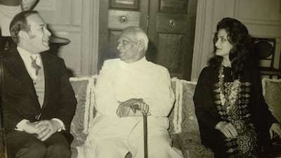 Ambassador Wajih Al Kaylani and his wife with the fourth president of India, V V Giri. Photo: Haifa Al Kaylani
