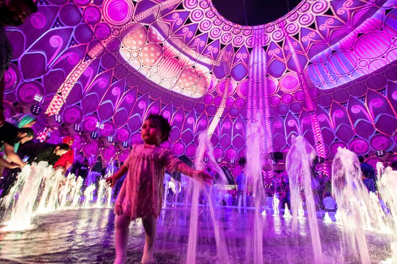 The light show at the opening of Al Wasl Dome.