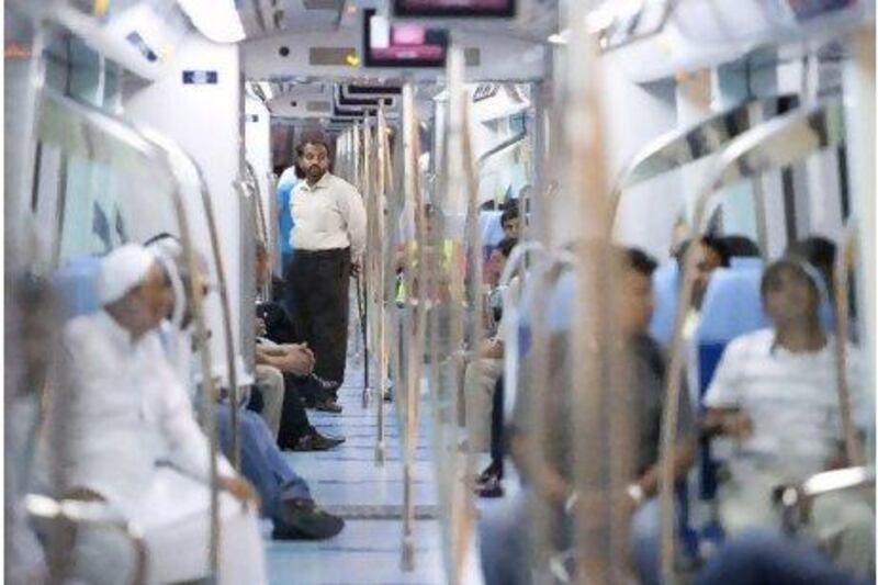 Etisalat, du temporarily change network name to mark 10 year anniversary of Dubai Metro on Monday. Jaime Puebla / The National