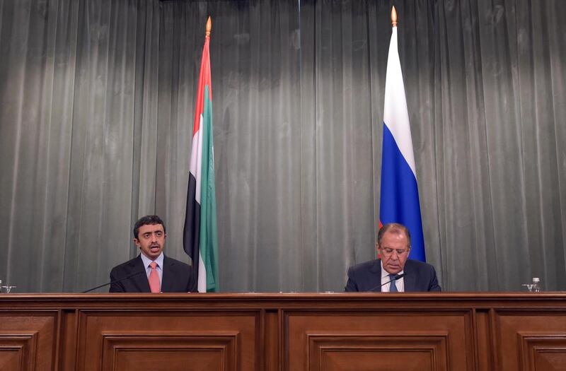 Sheikh Abdullah said the UAE is working on promoting cooperation with Russia in the political, economic, investment, trade and energy domains, among others. WAM