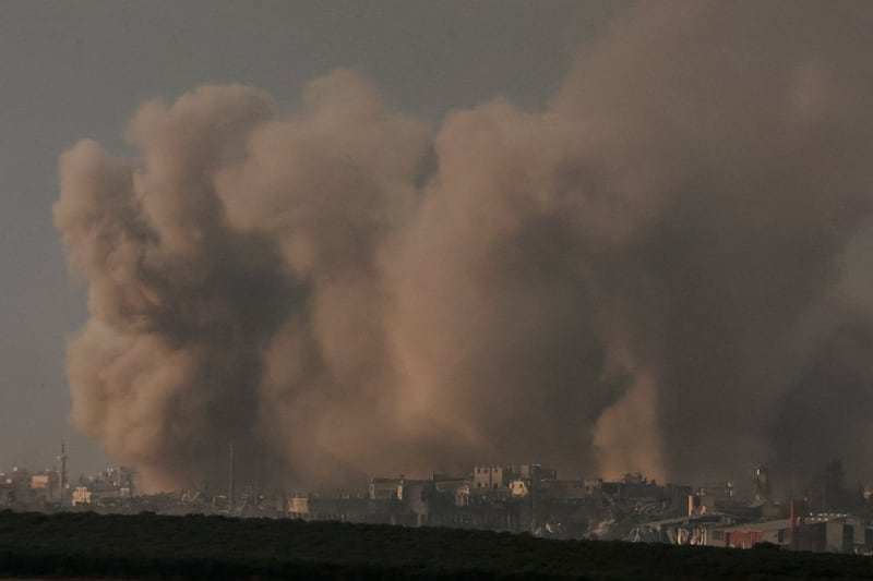 Smoke rises over Gaza, seen from southern Israel. Reuters