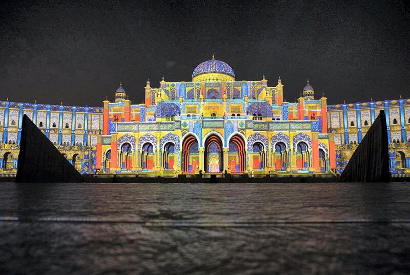 Sharjah City Municipality lit up for the Sharjah Light Festival 2019 Opening Ceremony. Courtesy Sharjah Light Festival