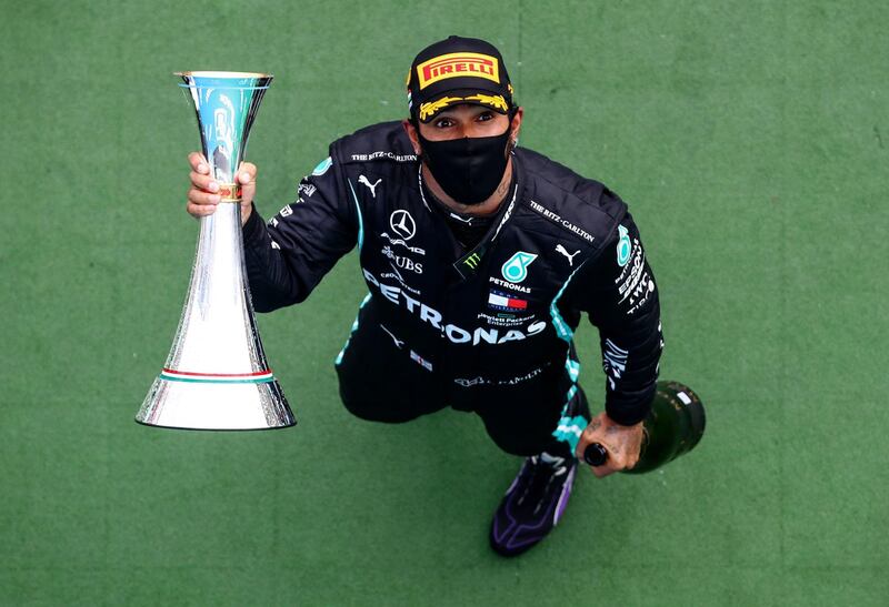 Lewis Hamilton after winning at the Hungaroring. AP