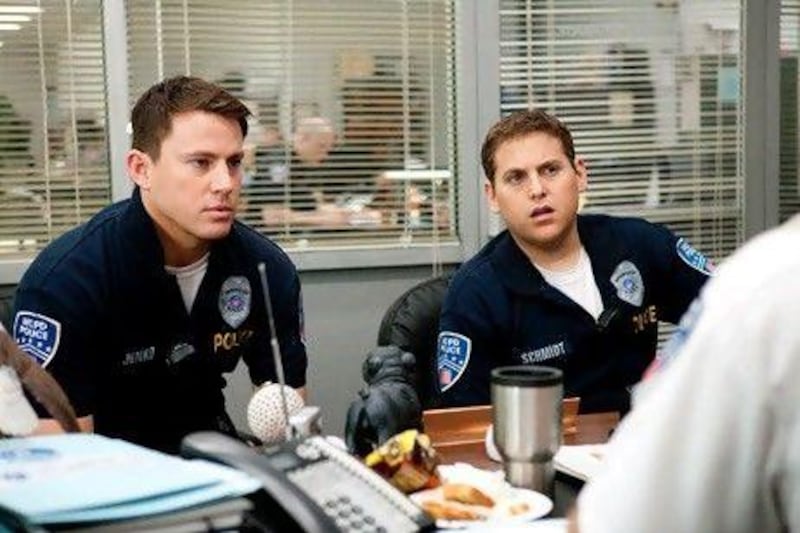 Channing Tatum, left, and Jonah Hill in Columbia Pictures' 21 Jump Street. Photo by Scott Garfield