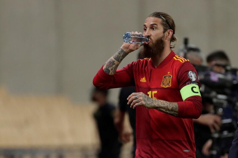 Spain's defender Sergio Ramos during World Cup 2022 qualifier against Kosovo at La Cartuja Stadium in Seville. EPA