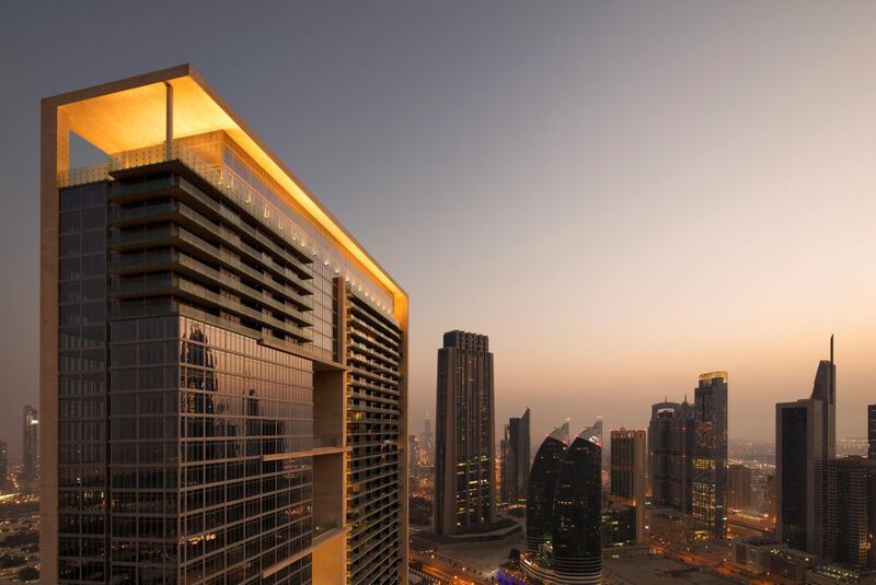 The exterior of the Waldorf Astoria Dubai International Financial Centre. Courtesy Waldorf Astoria