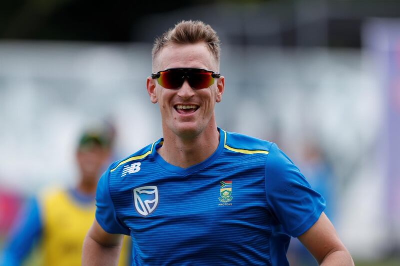 South Africa's Chris Morris plays football during a practice session at Lords Cricket Ground in London on June 22, 2019, ahead of South Africa's next 2019 Cricket World Cup match against Pakistan. (Photo by Adrian DENNIS / AFP)