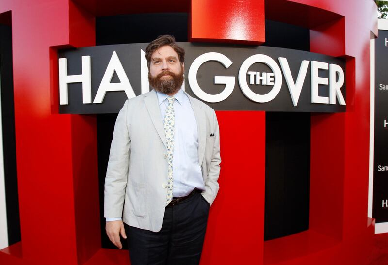 Cast member Zach Galifianakis poses at the premiere of "The Hangover Part III" at the Westwood Village theatre in Los Angeles, California May 20, 2013. The movie opens in the U.S. on May 23.  REUTERS/Mario Anzuoni (UNITED STATES - Tags: ENTERTAINMENT) *** Local Caption ***  MA227_USA-_0521_11.JPG