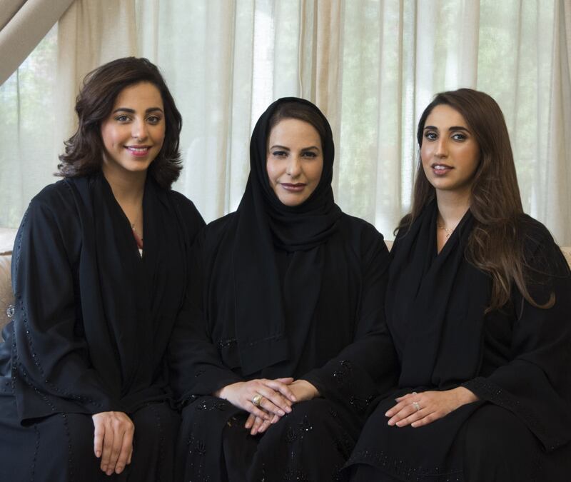 Huda Al Ali, centre, and her two daughters Alya, 34, right, and Afra, 33. Ms Al Ali reversed diabetes after making changes to her lifestyle. Photo: Huda Al Ali