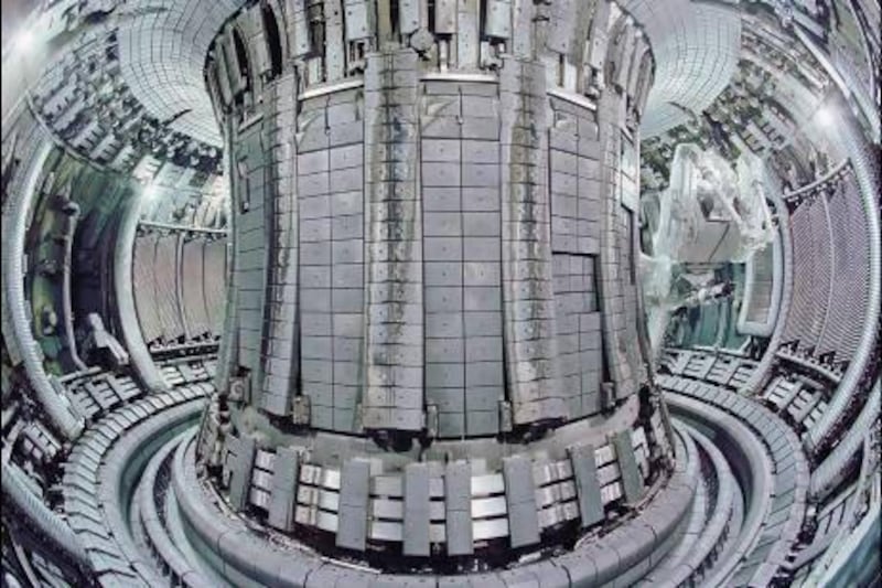 The inside of the Joint European Torus (JET) at the Culham Science Centre near Oxford, England. Experiments begin there soon to see if it is possible to create a commercially viable source of nuclear fusion energy – the goal for decades of scientists who say they cannot predict what will happen. AFP