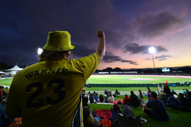 An Australia fan shows his support during the 2022 Women's Cricket World Cup final. Getty