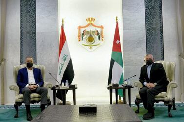 Iraq Prime Minister Mustafa Al Kadhimi with King Abdullah II in Amman, Jordan. Courtesy Media Office of Iraqi Prime Minister