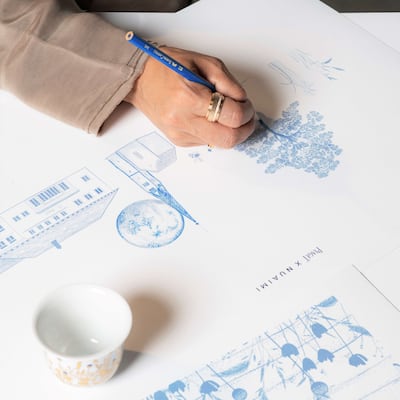 Emirati artist Huda Al Nuaimi's drawing for Piaget for Ramadan 2023. Photo: Piaget