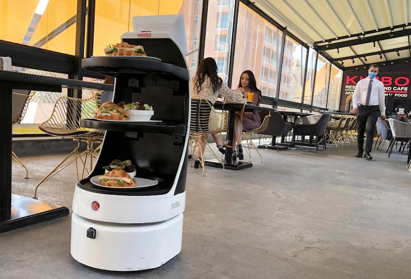 'Mozo', a robot waiter at Kimbo Restaurant & Cafe in Cairo, Egypt. Reuters