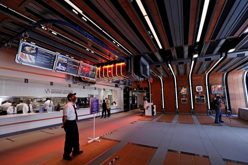A staff member stands at Pym Test Kitchen ahead of the opening of the Avengers Campus at Disney California Adventure Park. Reuters