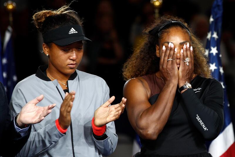 Serena Williams and Naomi Osaka after the latter's US Open victory. Getty