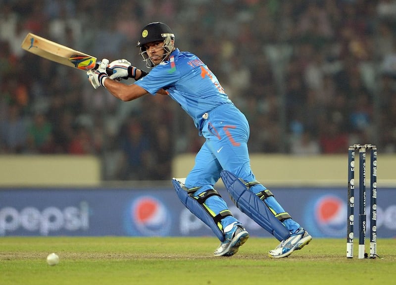 India batsman Yuvraj Singh during the T20 World Cup match against Australia at the Sher-e-Bangla Stadium in Dhaka on March 30, 2014. AFP