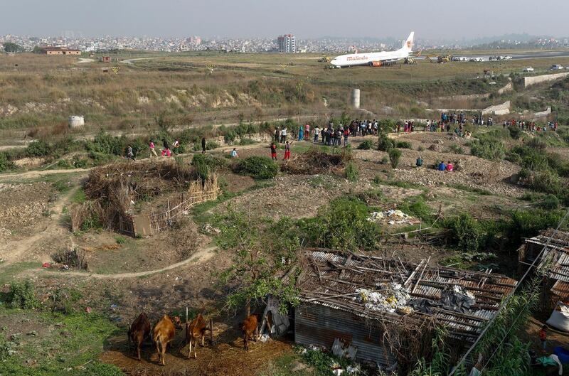 Pilots of the Boeing 737 aborted take-off as the plane was accelerating down the runway at night  on April 19, 2018, but no one was injured. Narendra Shrestha / EPA