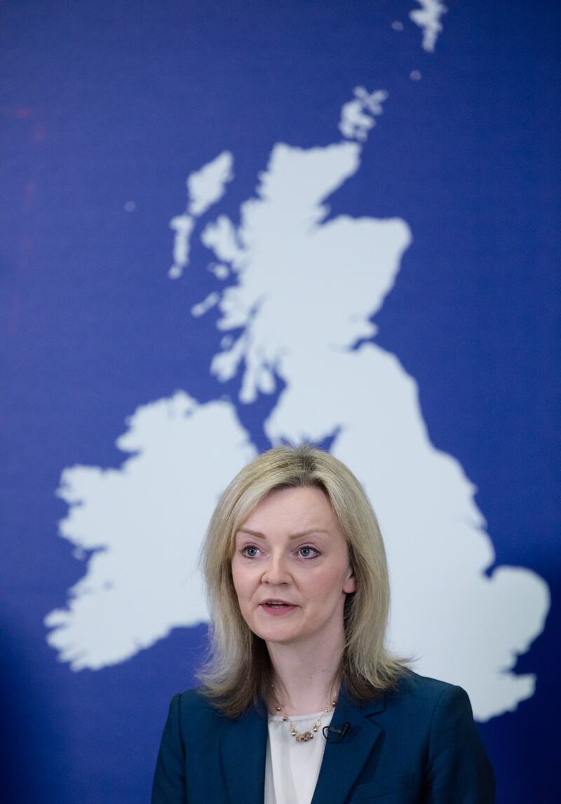 In April 2016, the former environment secretary Liz Truss listening to former chancellor of the exchequer George Osborne (not seen) during his speech at the National Composites Centre in Bristol. PA
