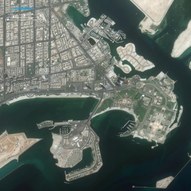 Another view of the UAE’s capital city of Abu Dhabi from space. MBRSC