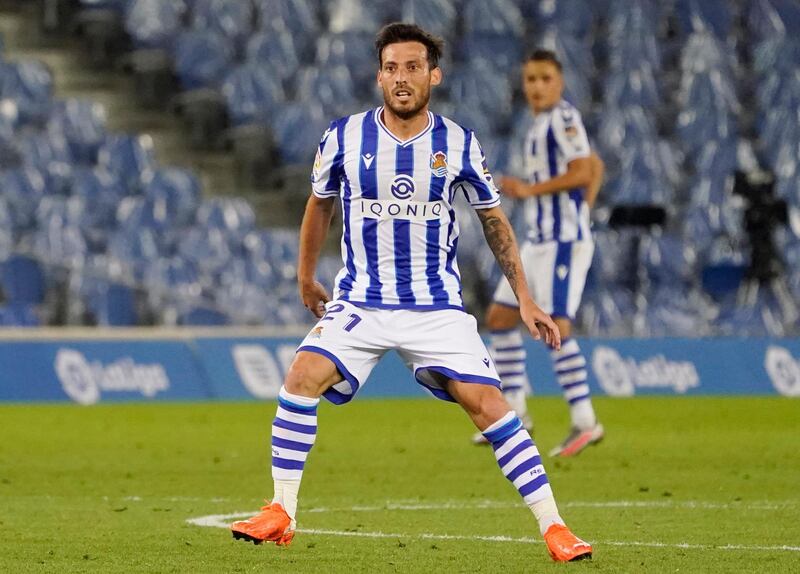 Real Sociedad midfielder David Silva in action against Real Madrid. Reuters