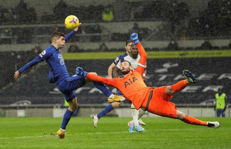 TOTTENHAM PLAYER RATINGS: Hugo Lloris - 7, Made a brave stop to deny Pulisic, stretched to head Dier’s back pass away and did well to save Mason Mount’s effort. Reuters