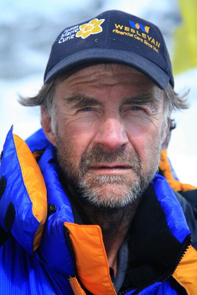 Sir Ranulph Fiennes at Everest Basecamp, Nepal, during his Everest 2008 summit attempt.