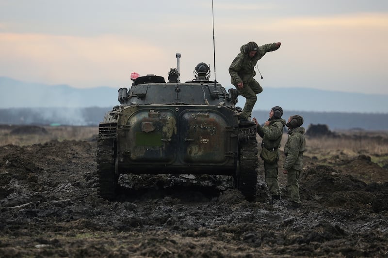 Russia on Tuesday carried out military exercises in the Rostov region near its border with Ukraine. AP