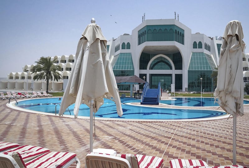 Abu Dhabi, United Arab Emirates, June 27, 2019.   Mirfa (west of ad)  to find out what people think about ghadan.  -- Mirfa hotel swimming pool.
Victor Besa/The National
Section:  NA
Reporter:Anna Zacharias