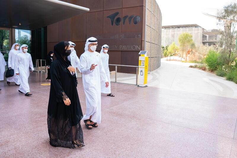 Sheikh Khaled bin Mohamed visits the Expo 2020 Dubai site and reviews preparations for the global event, which begins in October.
