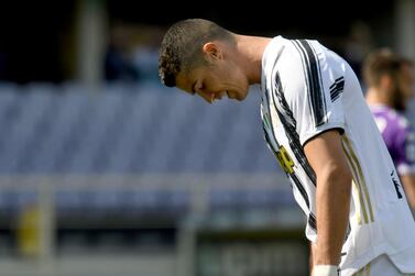 Juventus star Cristiano Ronaldo looks downcast in the Serie A match against Fiorentina. EPA