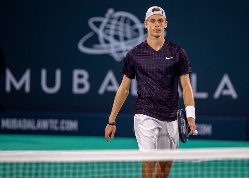 Denis Shapovalov during his match with Rafael Nadal at the Mubadala World Tennis Championship. Victor Besa / The National