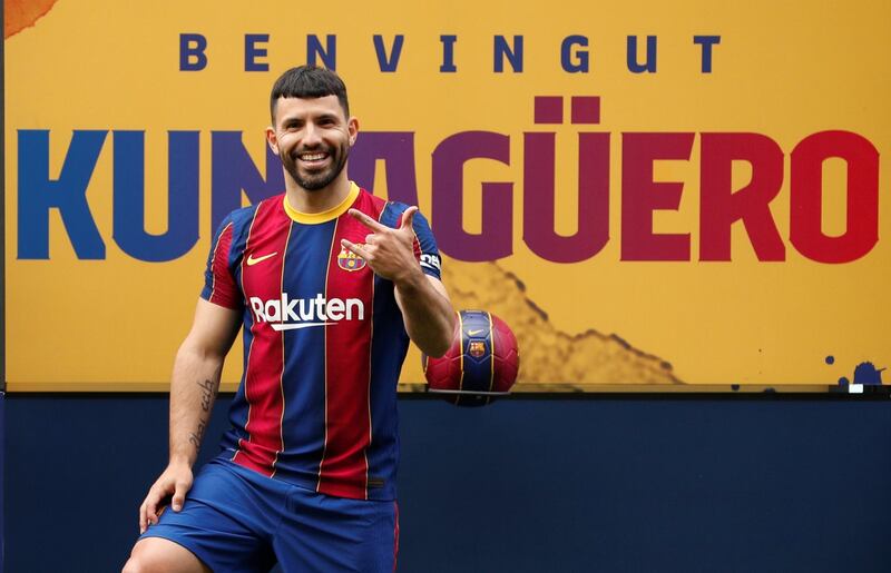 Barcelona present new signing Sergio Aguero at Camp Nou on Monday, May 31. Reuters