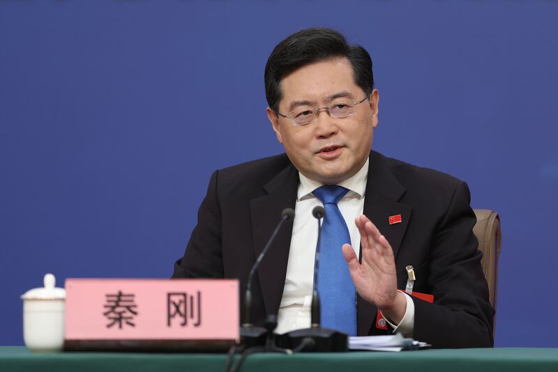 Foreign Minister Qin Gang answers questions from journalists on China's foreign policy and relations. Getty