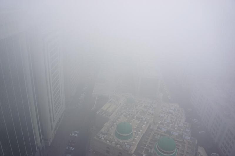 Abu Dhabi is blanketed with fog on January 23, 2013. Delores Johnson / The National