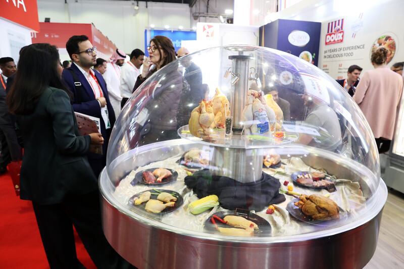 Meat products on display at the Gulfood held at Dubai World Trade Centre in Dubai.