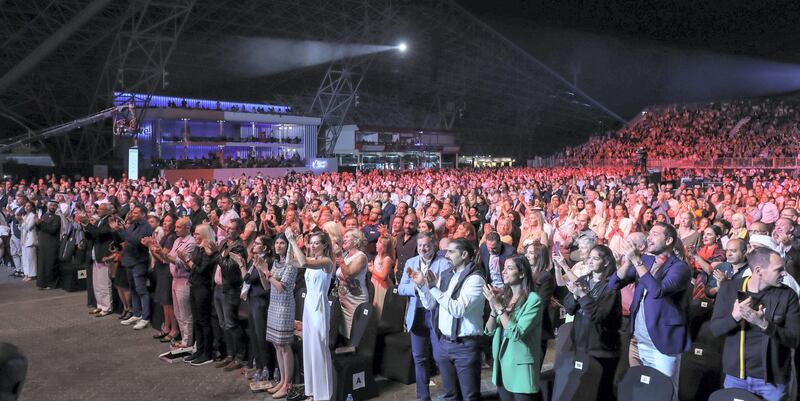 Bocelli receives a standing ovation during performance at du Arena.