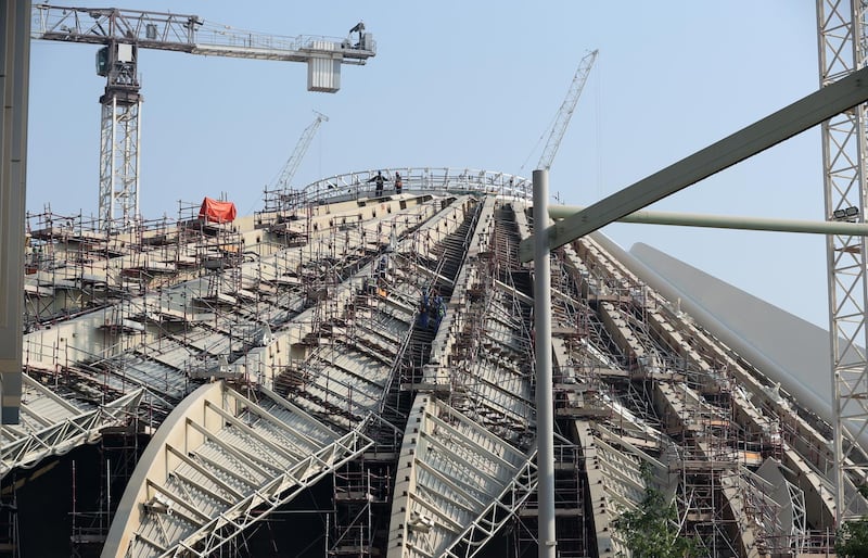 The feathers of the UAE Pavilion at the Expo 2020 Dubai site begin to take shape. Ali Haider / EPA