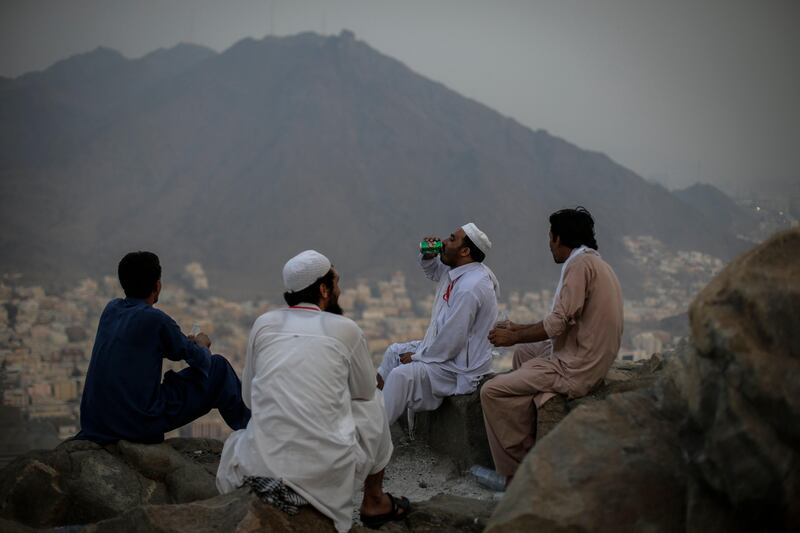 Muslim worshippers take a rest as they visit Mount Al-Noor. Mast Irham / EPA