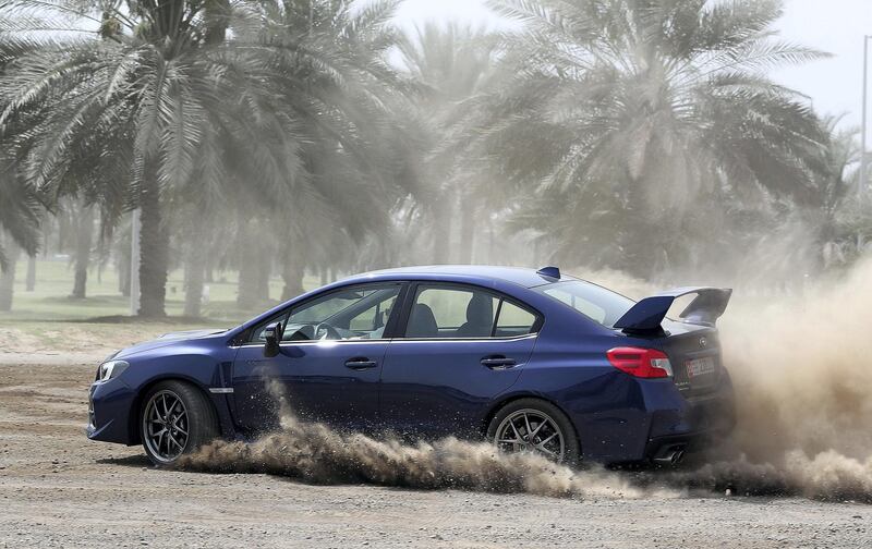 ABU DHABI , UNITED ARAB EMIRATES , APRIL 25  – 2018 :- Suburu WRX car during the road test in Abu Dhabi. ( Pawan Singh / The National ) For Arts & Life. Story by Adam Workman
