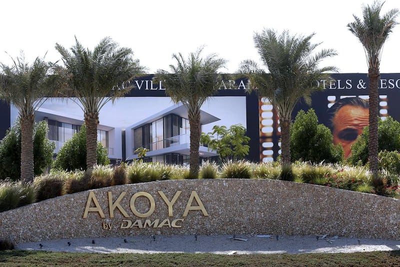 The signboard after the removal of the Trump International Golf Club portion at the Akoya by Damac development in Dubai. Ahmed Jadallah / Reuters